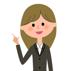 スーツの女性　指をさす