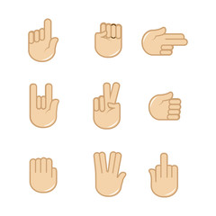 Vector set of hand gestures icons. Sign language.