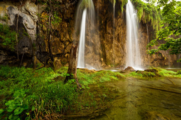 beautiful waterfalls in Plitvice Lakes National Park, Croatia