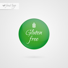 Gluten free label. Food logo icon. Vector green and white sticker sign isolated. Illustration symbol for product, packaging, healthy eating, lifestyle, celiac disease, shop, menu, merchandise