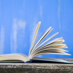 Open book on a wooden table