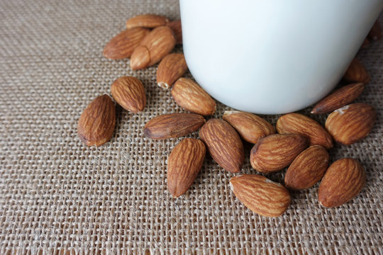 Almond milk with almonds
