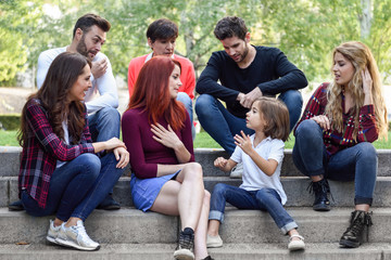 Fototapeta premium Group of young people together outdoors in urban background