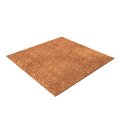A floor brown rug isolated on a white. 3D illustration