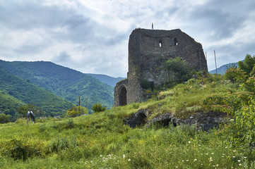 Fototapeta na wymiar Tower in ancient armenian monastery Akhtala