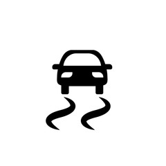 The slippery road dashboard icon. Car symbol. Flat design. Stock - Vector illustration