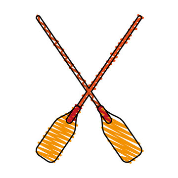 paddles doodle over white background vector illustration