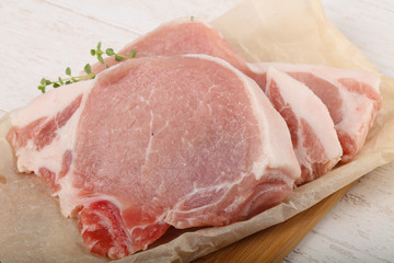Raw pork steak