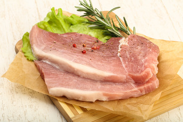 Raw pork steak