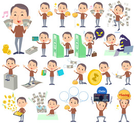 Brown high neck Middle aged man money