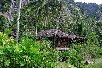 Krabi, Thailand - September 2014: Bungalow in the middle of jungle