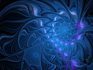 Blue abstract fractal art. Abstract painting color texture. Computer-generated image.