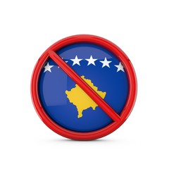Kosovo flag prohibited no entry symbol. 3D Rendering