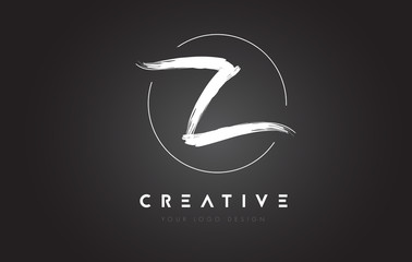 Z Brush Letter Logo Design. Artistic Handwritten Letters Logo Concept. - obrazy, fototapety, plakaty