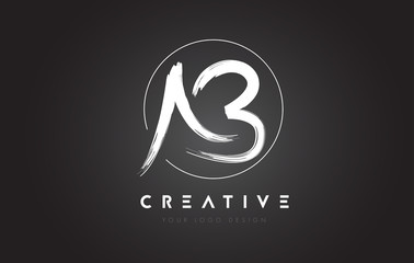 AB Brush Letter Logo Design. Artistic Handwritten Letters Logo Concept.