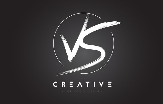 VS Brush Letter Logo Design. Artistic Handwritten Letters Logo Concept.