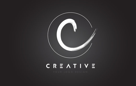 C Brush Letter Logo Design. Artistic Handwritten Letters Logo Concept.