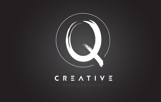 Q Brush Letter Logo Design. Artistic Handwritten Letters Logo Concept.