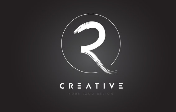 R Brush Letter Logo Design. Artistic Handwritten Letters Logo Concept.