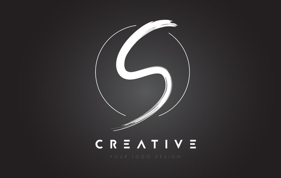 S Brush Letter Logo Design. Artistic Handwritten Letters Logo Concept.