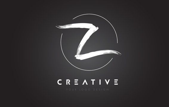 Z Brush Letter Logo Design. Artistic Handwritten Letters Logo Concept.
