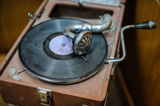 old vintage antique gramophone.