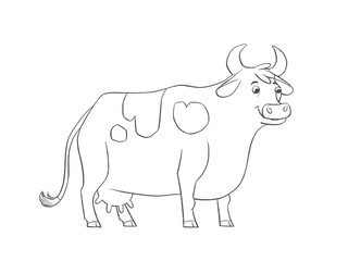 Cow cartoon character line art