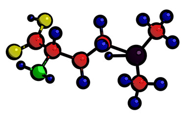Obraz premium Molecular structure of S-methylmethionine (vitamin U), 3D rendering