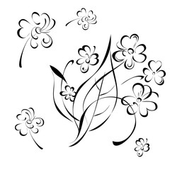 ornament 51. stylized flower in black lines on a white background