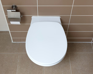 White toilet bowl in the bathroom