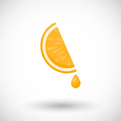 Orange segment with drop of juice vector flat icon