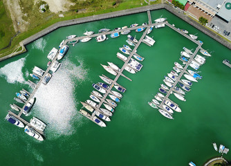 Fototapeta na wymiar Yacht parking lot,view from the drone