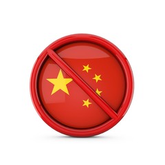 China flag prohibited no entry symbol. 3D Rendering