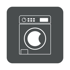 Icono plano lavadora en cuadrado gris