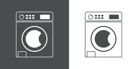 Icono plano lavadora gris y blanco