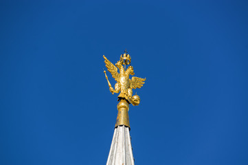 Fototapeta premium Fragment of the rood of Historical Museum at Square of Revolution, Moscow, Russia.