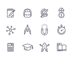 school, education line icons on white