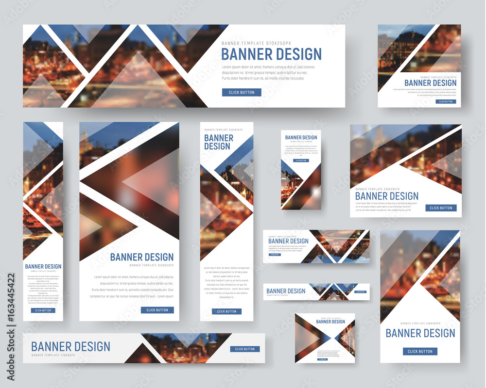 Aufkleber Banner templates of standard size with triangular elements