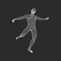 Fototapeta na wymiar Football player. Sports concept. 3D Model of Man. Human Body. Sport Symbol. Design Element. Vector Illustration..