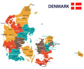 Denmark - map and flag illustration