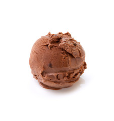 Chocolate ice cream on white background.