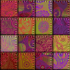 Seamless background pattern. Patchwork in indian style.