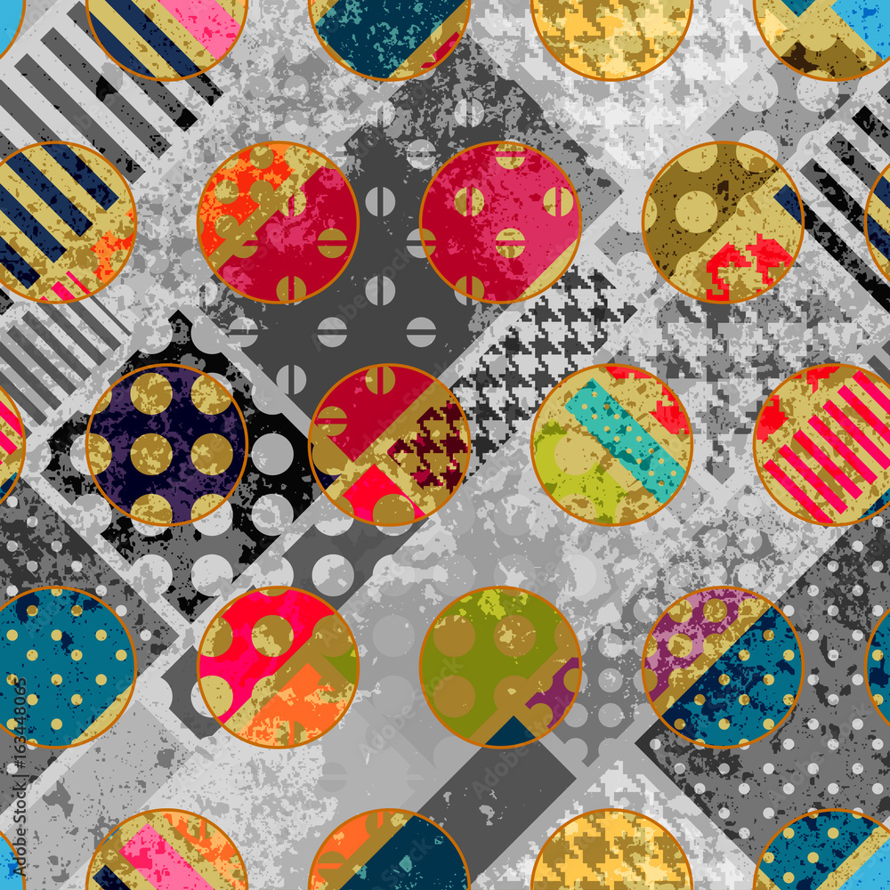 Poster seamless background pattern. grunge circles geometric pattern.
