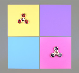 Group of hand fidget spinner toy.