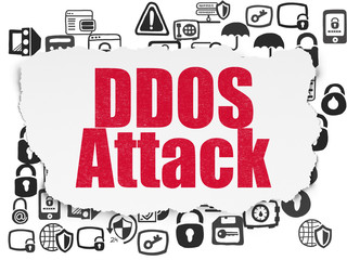 Safety concept: DDOS Attack on Torn Paper background