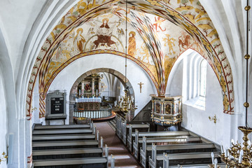 Fototapeta premium Ancient church in Denmark, famous for its wall-paintings