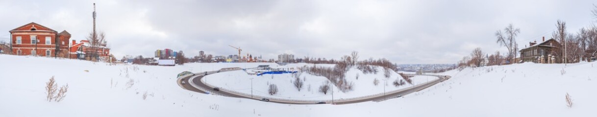 Congress to metro bridge in Nizhny Novgorod in the winter