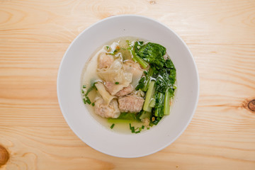 dumpling with roast pork, Thai food, Chinese food