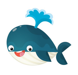 cartoon happy and funny sea shark spraying water / illustration for children