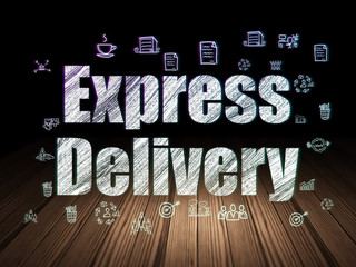 Finance concept: Express Delivery in grunge dark room